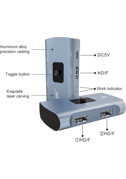 C Z56 Çift HDMI Dişi Type-C + HDMI Kadın Audio Video Iki Yönlü 4K Hd Switcher (Yurt Dışından)