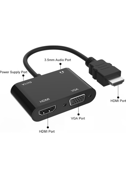 C 2 Hdtv Adaptörü HDMI - Hdmı+Vga Adaptör Kablosu Taşınabilir HDMI Dönüştürücü 3,5 mm Ses Bağlantı Noktası (Yurt Dışından)