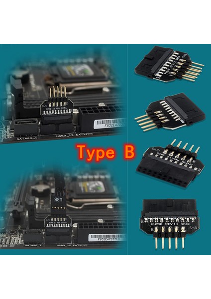 C PH23B Anakart Usb2.0 9pin Erkek-Usb3.0 19PIN Dişi Ön Panel Eklentisi Bağlayıcı Adaptör Dönüştürücü (Yurt Dışından)