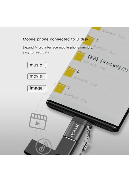 C Android Telefon Tableti Için Anahtarlık ile Yesido GS07 Taşınabilir Mikro USB - USB Otg Adaptörüne (Yurt Dışından)