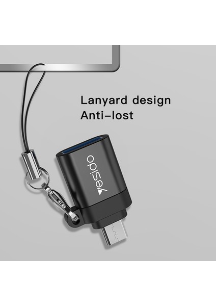 C Android Telefon Tableti Için Anahtarlık ile Yesido GS07 Taşınabilir Mikro USB - USB Otg Adaptörüne (Yurt Dışından)