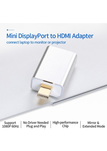 C Mini Dp Erkek-Hdmı Kadın Adaptör Altın Kaplama Konektör Dönüştürücü 1080P Yüksek Hızlı Veri Senkronizasyon Aktarımı (Yurt Dışından)