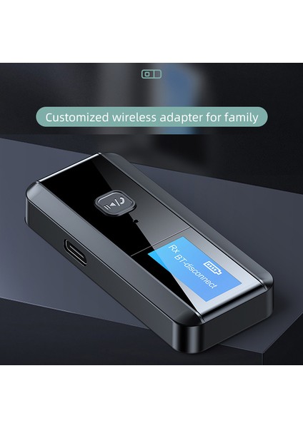 C C29 2-1 Arada LCD Ekran Bluetooth 5.0 Ses Alıcı Verici Aux Stereo Kablosuz Adaptör (Yurt Dışından)