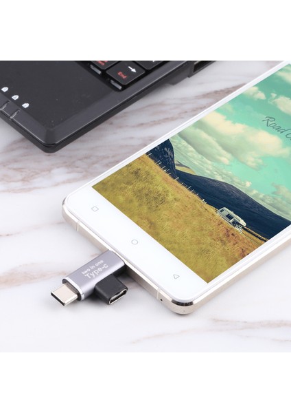 C Type-C Kadın Tip-C Erkek + Mikro USB Erkek 2-1 Arada Cep Telefonu Şarj Adaptörü (Yurt Dışından)