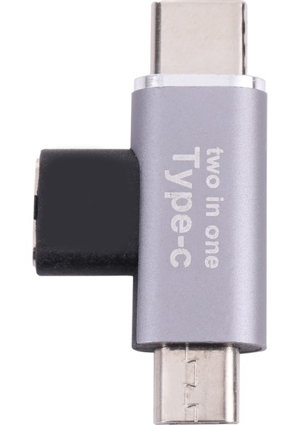 C Type-C Kadın Tip-C Erkek + Mikro USB Erkek 2-1 Arada Cep Telefonu Şarj Adaptörü (Yurt Dışından)