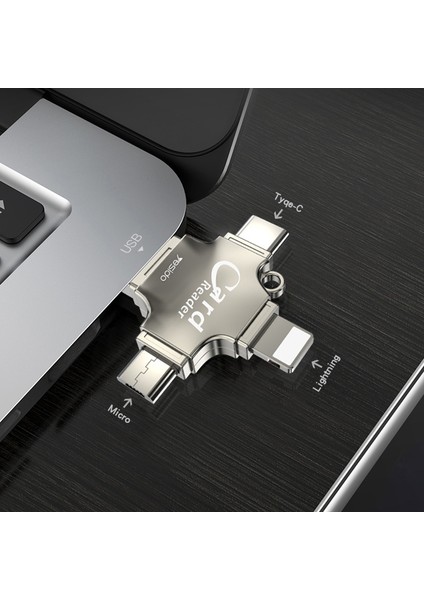 C Yesıdo GS13 Usb+Type-C+Micro+Lightning Mulsif Işlevli Kartı Okuyucusu Iphone/android/tf Kartı Için Otg Adaptörü (Yurt Dışından)