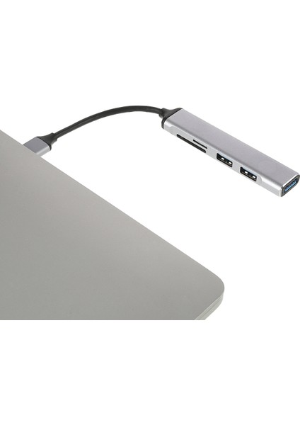 C USB 3.0 5-In-1 Hub Splitter 3 x Usb3.0 5gbps Yüksek Hızlı Şanzıman Tf Sd Kart Okuyucu Adaptörü (Yurt Dışından)