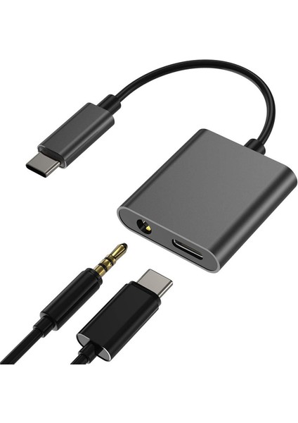 C Bluekey 3.5mm Aux Ses Kablosu 2 Arada 1 USB Type-C Type-C Şarjlı Kulaklık Adaptörü Huawei Xiaomi (Yurt Dışından)