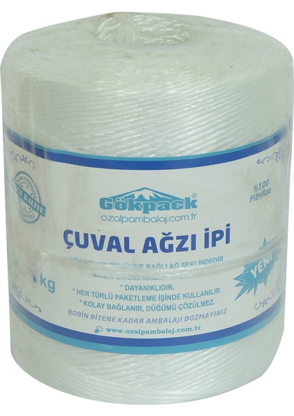 Gökpack Çuval Ağzı Ipi Yüzde 100 Fibrilizeli Naylon Ip Beyaz 1000 gr 1 Adet