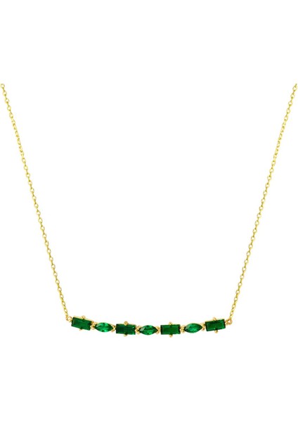 Yeşil Baget Taşlı Altın Kolye