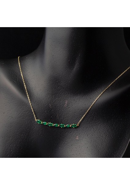 Yeşil Baget Taşlı Altın Kolye fiyatları