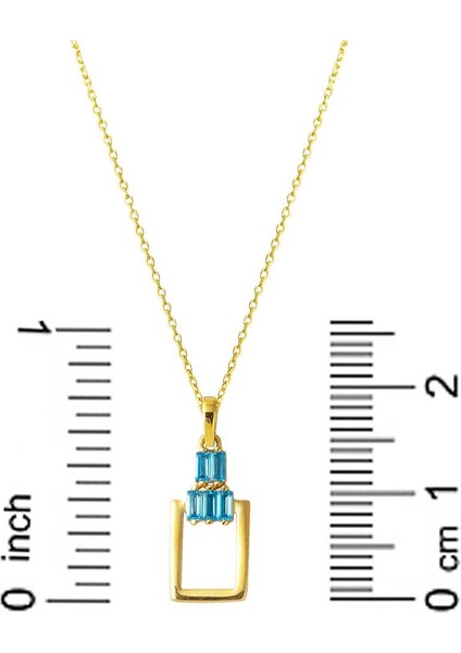 Mavi Baget Taşlı Dörtgen Altın Kolye indirimleri