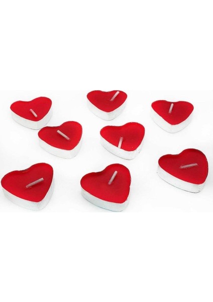 Kırmızı Kalp Mum 25'li Paket Tealight Mum