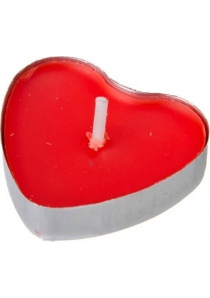 Kırmızı Kalp Mum 25'li Paket Tealight Mum