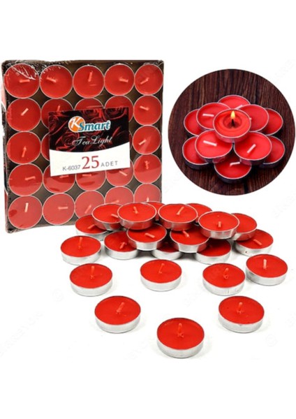 Tealight Mum 25'li Paket-Kırmızı