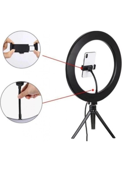 10 Inç Tripot Ayaklı Ring Light Makyaj Selfie LED Işığı