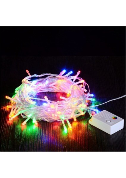 10 mt 100 LED Işık Renkli Noel Yılbaşı Agaç Süsleme LED Süs 9 Fon