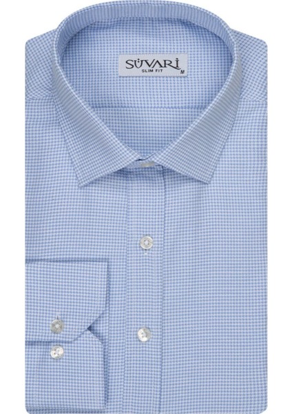 Slim Fit Armür Desenli Erkek Gömlek