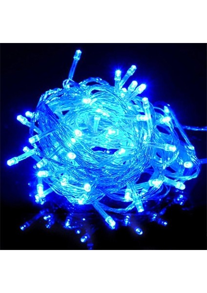 Partibulutu Yılbaşı Şeffaf Kablo 10M 100 Ampul LED Işık Mavi