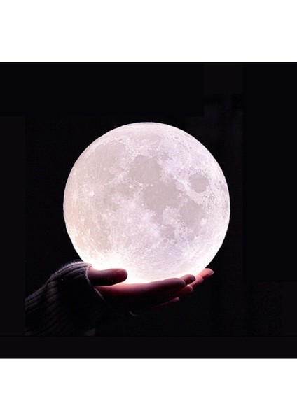 Beyaz 3D Ay Dekoratif Gece Lambası 7 cm
