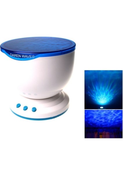 Mavi Dalga Görünümlü Okyanus Projektör Gece Lambası