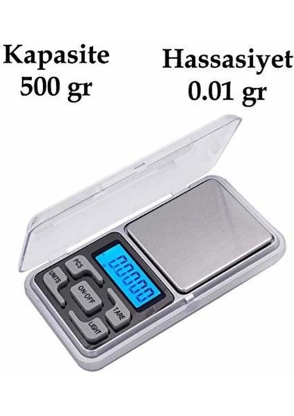 Dijital Hassas Elektronik Cep Terazi Tartı 500 gr 0.01 gr