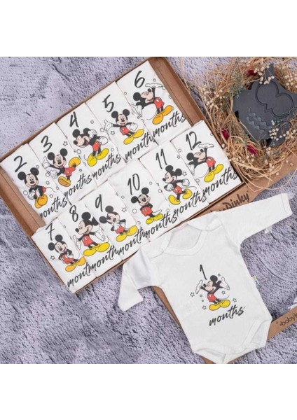 Mickey Baskılı 12'li Uzun Kollu Badi Set