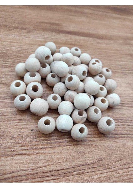 14 mm Ham Işlenmemiş Ahşap Boncuk 90 adet