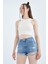 Yüksek Bel Yırtık Detaylı Kesik Uçlu Paça Jean %100 Pamuk Şort X5284AZ22SM 2