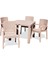 Rattan 90X90CM 4lü Camsız Bahçe Mutfak Masa Takımı Cappuccino 3