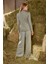 Balıkçı Yaka Lotus Çiçeği ve Çizgi Desenli Pijama Takımı 21123 4