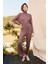Balıkçı Yaka Lotus Çiçeği Nakışlı Pijama Takımı 21116 1