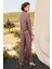 Balıkçı Yaka Lotus Çiçeği Nakışlı Pijama Takımı 21116 3