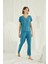 Kısa Kollu V Yakalı Dantelli Pijama Takımı 18474 1