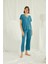 Kısa Kollu V Yakalı Dantelli Pijama Takımı 18474 3