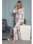 Çiçek Desenli Gömlek Yakalı Önü Boydan Düğmeli Pijama Takımı 18401 3