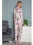 Çiçek Desenli Gömlek Yakalı Önü Boydan Düğmeli Pijama Takımı 18401 5