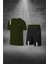 Erkek Haki Dri-Fit Kumaş Yürüyüş Için Konforlu Cepli Sıfır Yaka Tişört Şort Seti S-3xl 1