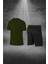 Erkek Haki Dri-Fit Kumaş Yürüyüş Için Konforlu Cepli Sıfır Yaka Tişört Şort Seti S-3xl 4