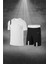 Erkek Beyaz Dri-Fit Kumaş Koşu Için Konforlu Cepli Sıfır Yaka Tişört Şort Ikili Alt Üst Seti S-3xl 1