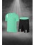Büyük Beden Erkek Su Yeşili Dri-Fit Kumaş Cepli Bisiklet Yaka Sporcu Günlük Tişört Şort Ikili Takım 4XL-10XL 1