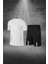 Büyük Beden Erkek Beyaz Dri-Fit Kumaş Baskısız Yuvarlak Yaka Kısa Kol Regular Tişört Şort Takım 4XL-10XL 1