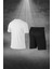 Büyük Beden Erkek Beyaz Dri-Fit Kumaş Baskısız Yuvarlak Yaka Kısa Kol Regular Tişört Şort Takım 4XL-10XL 4