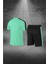 Erkek Su Yeşili Dri-Fit Kumaş Düz Kısa Kol Konforlu Tişört Şort Alt Üst Ikili Takım Seti S-3xl 4