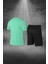 Erkek Su Yeşili Dri-Fit Kumaş Cepli Düz Kısa Kol Konforlu Tişört Şort Alt Üst Ikili Takım Seti S-3xl 4
