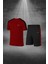 Büyük Beden Erkek Bordo Dri-Fit Kumaş Cepli Baskısız Bisiklet Yaka Sporcu Tişört Şort Alt Üst Ikili Takım 4XL-10XL 1