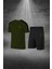 Büyük Beden Erkek Haki Dri-Fit Kumaş Yürüyüş ve Koşu Için Konforlu Cepli Sıfır Yaka Tişört Şort Ikili Alt Üst Seti 4XL-10XL 1