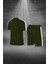 Büyük Beden Erkek Haki Dri-Fit Kumaş Düz Konforlu Cepli Kısa Kol Tişört Şort Alt Üst Koşu Seti 4XL-10XL 4