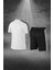 Büyük Beden Erkek Beyaz Dri-Fit Kumaş Baskısız Yuvarlak Yaka Kısa Kol Tişört Şort Alt Üst Takım 4XL-10XL 4