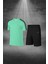 Battal Beden Erkek Su Yeşili Dri-Fit Kumaş Spor Için Konforlu Cepli Kısa Kol Tişört Şort Ikili Takım 4XL-10XL 1